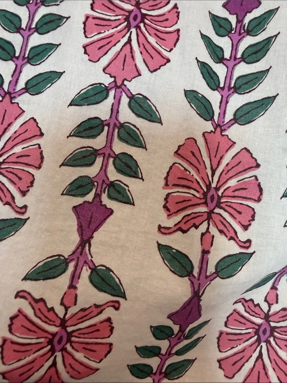 J. Crew White Blouse with Pink and Green Floral Print and Ruffle V-Neck